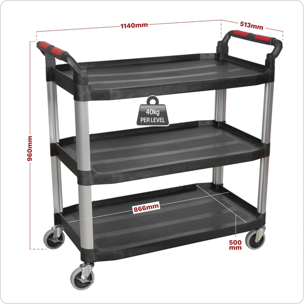 Composite Workshop Trolley 3-Level/3 Wall