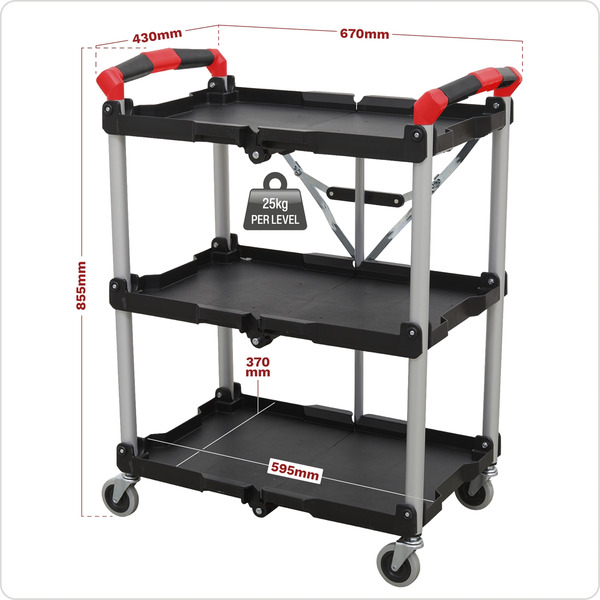 Sealey CX314 Folding Workshop Trolley 3-Level