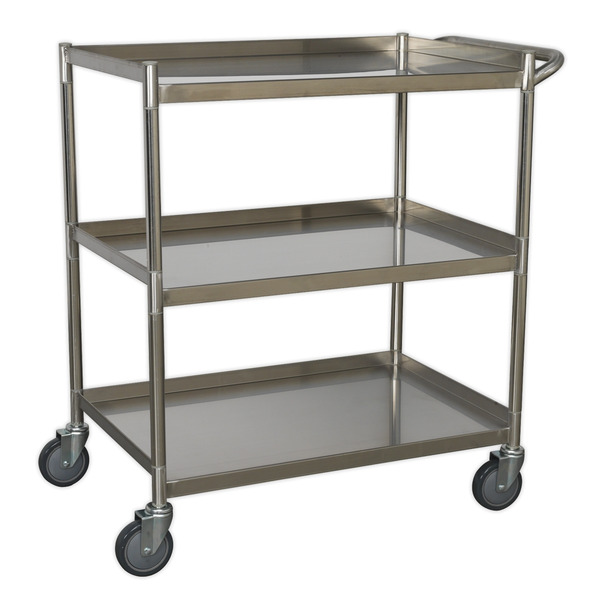 Sealey Premier™ Stainless Steel Workshop Trolley 3-Level