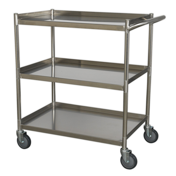 Sealey Premier™ Stainless Steel Workshop Trolley 3-Level
