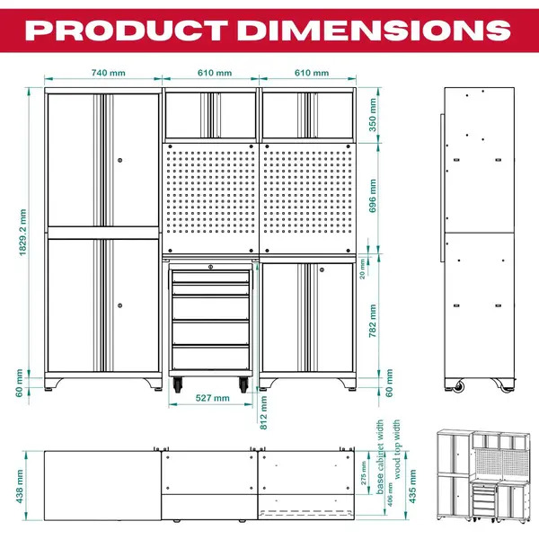 Excel 12097 7-Piece Garage Storage Cabinet System with Worktop