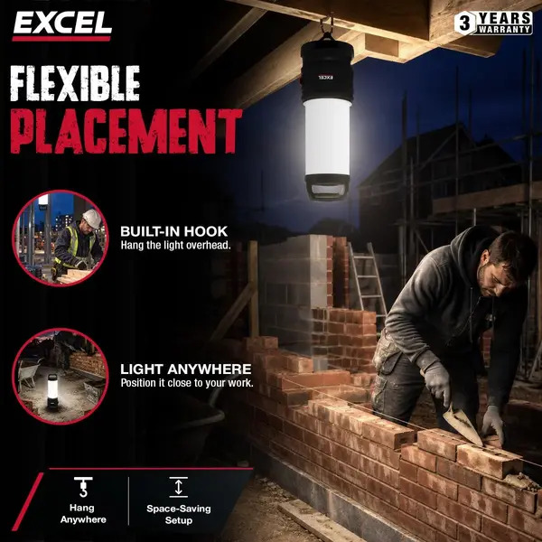 Excel 10729 18V/240V 9600 Lumens Hybrid 360° Site Light