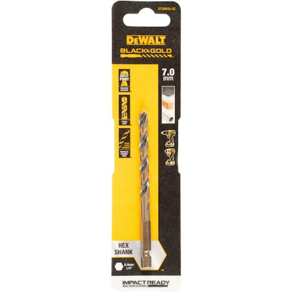 DeWalt DT20610-QZ Impact Black & Gold Hex Metal Drill Bit 7mm