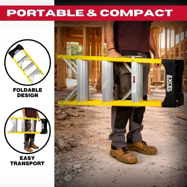 Excel 1655 Electricians Fibreglass Step Ladder 4 Tread 0.96m Heavy Duty