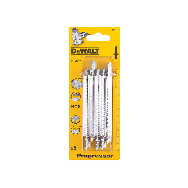 DeWALT DEWDT2057QZ Power Tools HCS Progressor Tooth Jigsaw Blades Pack of 5 T234X
