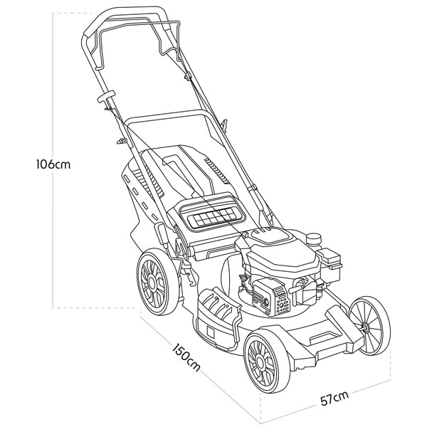 Sealey Dellonda Self-Propelled Petrol Lawnmower Grass Cutter with Height Adjustment & Grass Bag 170cc 20