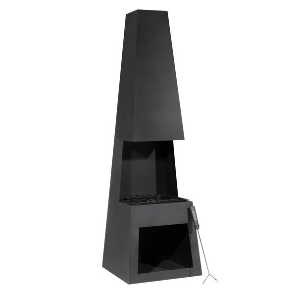 Sealey DG107 Dellonda Outdoor Chiminea Fireplace Fire Pit Heater Firewood Storage Black Steel