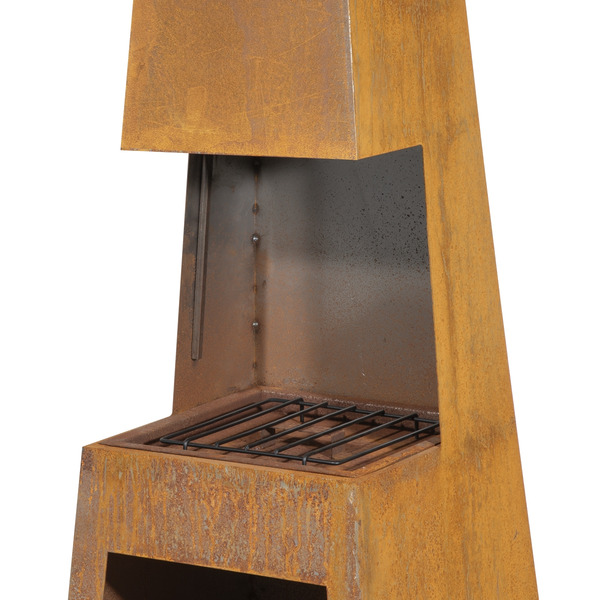 Sealey DG108 Dellonda Outdoor Chiminea Fireplace Heater Firewood Storage - Corten Steel