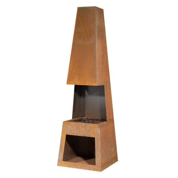 Sealey DG108 Dellonda Outdoor Chiminea Fireplace Heater Firewood Storage - Corten Steel