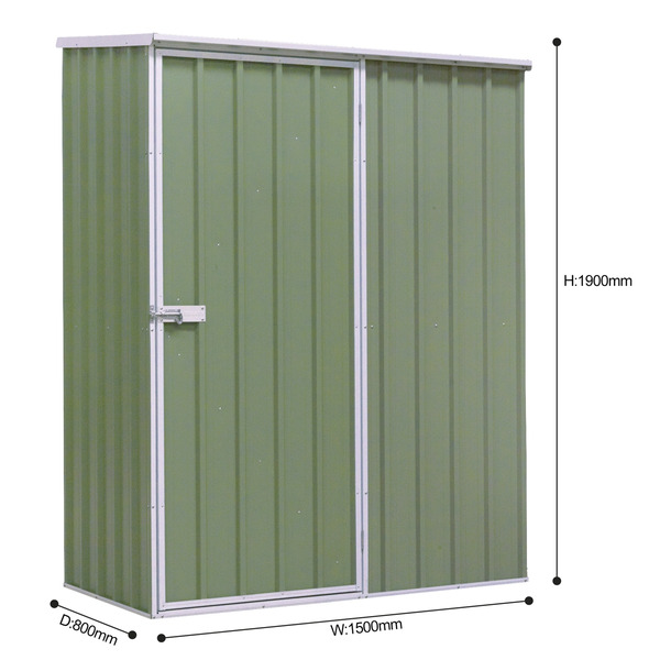 Sealey Dellonda Galvanized Steel Storage Shed with Pent Style Roof 150 x 80 x 190cm - Green