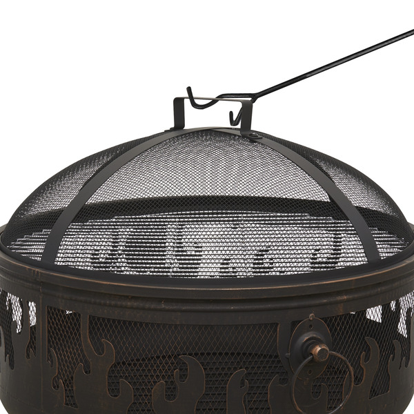 Sealey DG117 Dellonda Deluxe Fire Pit Fireplace Outdoor Patio Heater, Cooking Grill & Poker 61cm