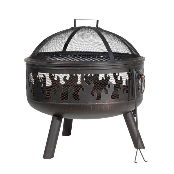 Sealey DG117 Dellonda Deluxe Fire Pit Fireplace Outdoor Patio Heater, Cooking Grill & Poker 61cm