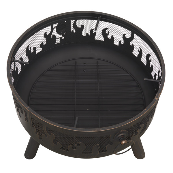 Sealey DG117 Dellonda Deluxe Fire Pit Fireplace Outdoor Patio Heater, Cooking Grill & Poker 61cm