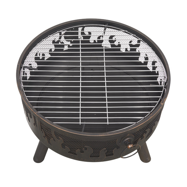 Sealey DG117 Dellonda Deluxe Fire Pit Fireplace Outdoor Patio Heater, Cooking Grill & Poker 61cm