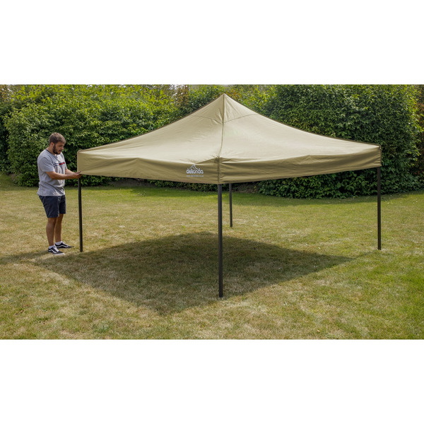 Sealey DG126 Dellonda Premium 2x2m Pop-Up Gazebo, Heavy Duty, PVC Coated, Water-Resistant Fabric, Supplied with Carry Bag, Rope, Stakes & Weight Bags - Beige Canopy