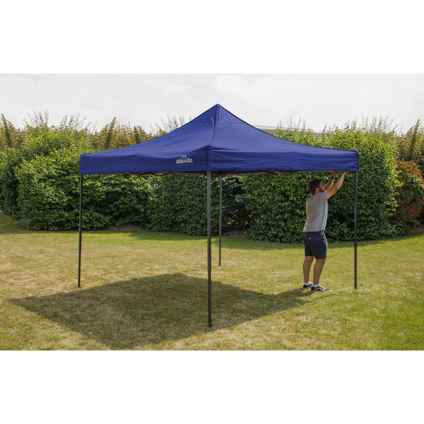 Sealey DG127 Dellonda Premium 2x2m Pop-Up Gazebo, Heavy Duty, PVC Coated, Water-Resistant Fabric, Supplied with Carry Bag, Rope, Stakes & Weight Bags - Blue Canopy
