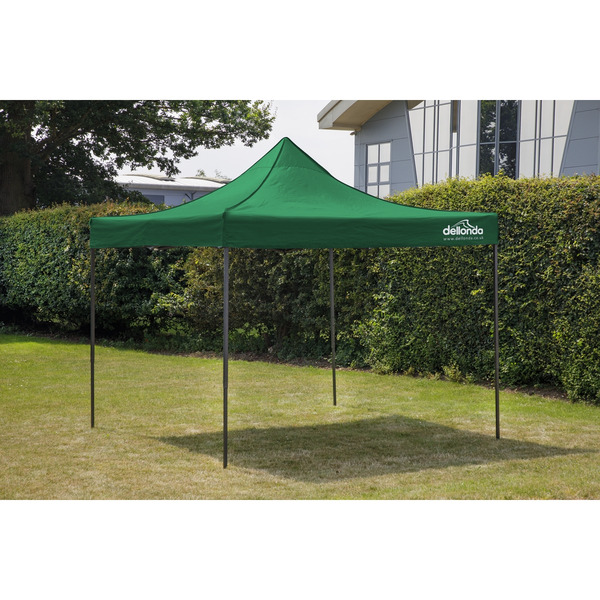 Sealey DG128 Dellonda Premium 2 x 2m Pop-Up Gazebo, Heavy Duty, PVC Coated, Water-Resistant Fabric, Supplied with Carry Bag, Rope, Stakes & Weight Bags - Dark Green Canopy