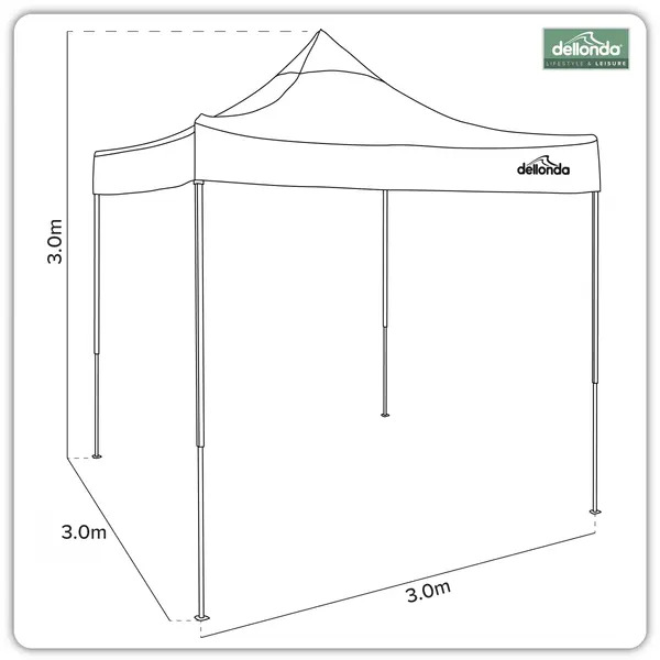 Sealey DG130 Dellonda Premium 3 x 3m Pop-Up Gazebo, PVC Coated, Water-Resistant Fabric, Supplied with Carry Bag, Rope, Stakes & Weight Bags - Beige Canopy