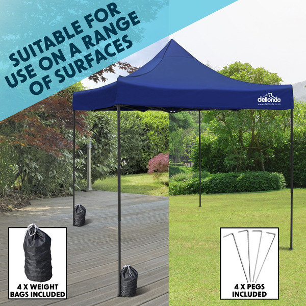 Sealey DG131 Dellonda Premium 3 x 3m Pop-Up Gazebo, PVC Coated, Water-Resistant Fabric, Supplied with Carry Bag, Rope, Stakes & Weight Bags - Blue Canopy