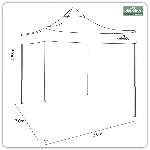 Sealey DG132 Dellonda Premium 3 x 3m Pop-Up Gazebo, PVC Coated, Water-Resistant Fabric, Supplied with Carry Bag, Rope, Stakes & Weight Bags - Dark Green Canopy