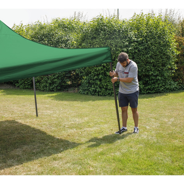 Sealey DG132 Dellonda Premium 3 x 3m Pop-Up Gazebo, PVC Coated, Water-Resistant Fabric, Supplied with Carry Bag, Rope, Stakes & Weight Bags - Dark Green Canopy