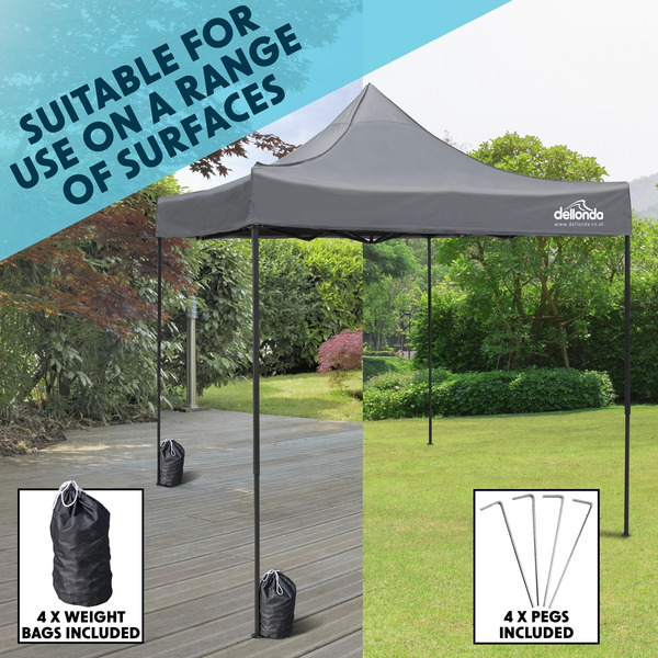Sealey DG133 Dellonda Premium 3 x 3m Pop-Up Gazebo, PVC Coated, Water-Resistant Fabric, Supplied with Carry Bag, Rope, Stakes & Weight Bags - Grey Canopy