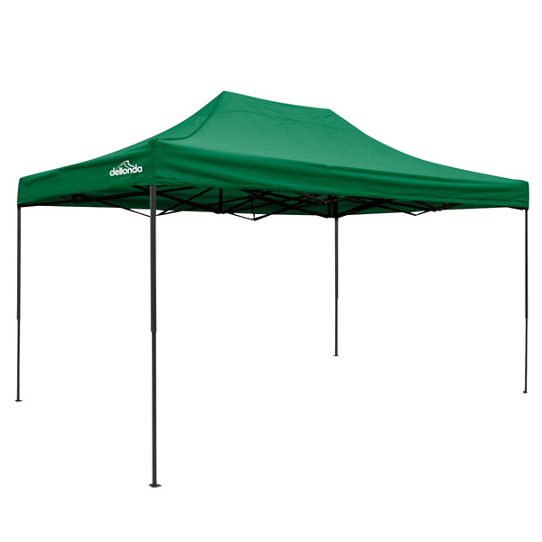 Sealey DG136 Dellonda Premium 3 x 4.5m Pop-Up Gazebo, Heavy Duty, PVC Coated, Water-Resistant Fabric, Supplied with Carry Bag, Rope, Stakes & Weight Bags - Dark Green Canopy