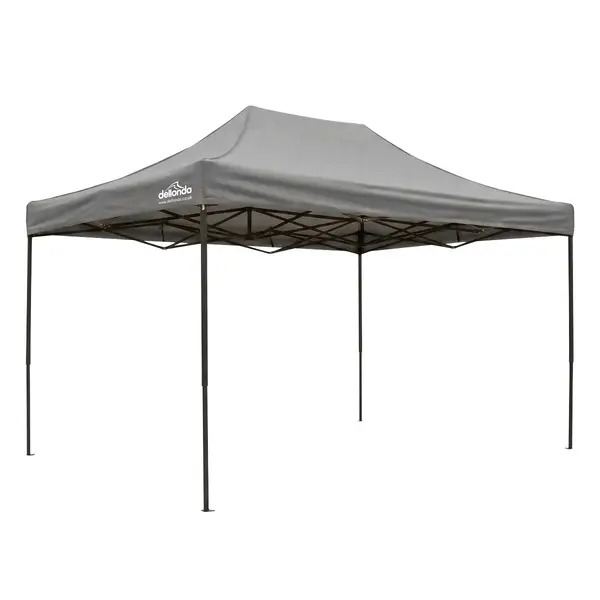 Sealey DG137 Dellonda Premium 3 x 4.5m Pop-Up Gazebo, Heavy Duty, PVC Coated, Water-Resistant Fabric, Supplied with Carry Bag, Rope, Stakes & Weight Bags - Grey Canopy