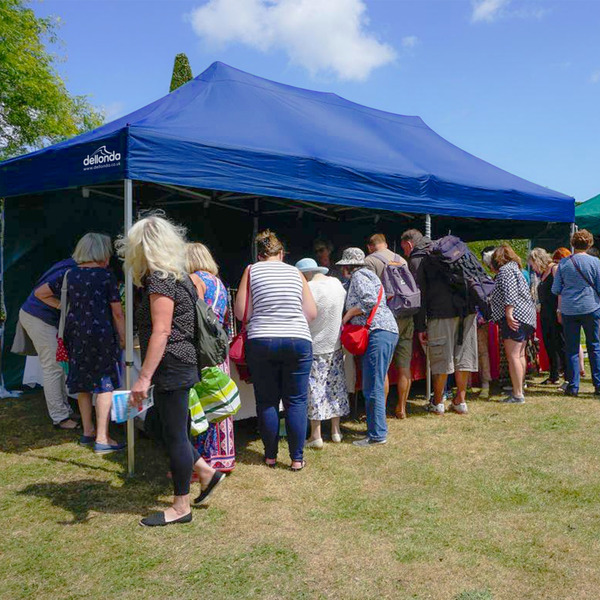 Sealey DG139 Dellonda Premium 3x6m Pop-Up Gazebo, Heavy Duty, PVC Coated, Water-Resistant Fabric, Supplied with Carry Bag, Rope, Stakes & Weight Bags - Blue Canopy