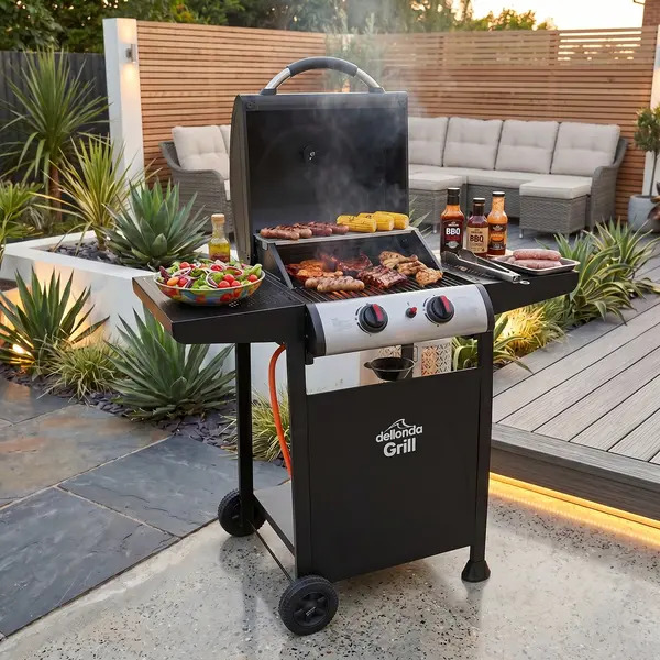 Sealey DG13 Dellonda 2 Burner Gas BBQ Grill with Piezo Ignition & Thermometer