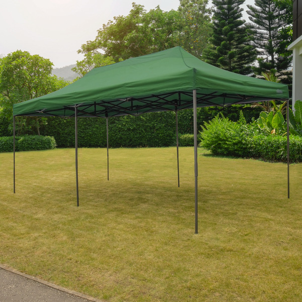 Sealey Dellonda Premium 3x6m Pop-Up Gazebo, Heavy Duty, PVC Coated, Water-Resistant Fabric, Supplied with Carry Bag, Rope, Stakes & Weight Bags - Dark Green Canopy