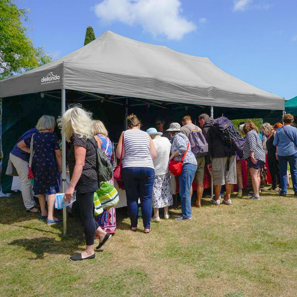 Sealey Dellonda Premium 3x6m Pop-Up Gazebo, Heavy Duty, PVC Coated, Water-Resistant Fabric, Supplied with Carry Bag, Rope, Stakes & Weight Bags - Grey Canopy