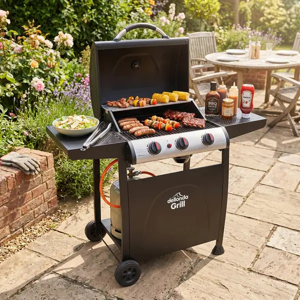 Sealey DG14 Dellonda 3 Burner Gas BBQ Grill with Piezo Ignition & Thermometer