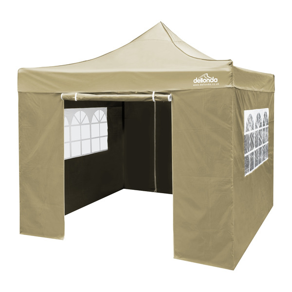 Sealey DG160 Dellonda Premium 2x2m Pop-Up Gazebo & Side Walls, PVC Coated, Water-Resistant Fabric, Supplied with Carry Bag, Rope, Stakes & Weight Bags - Beige