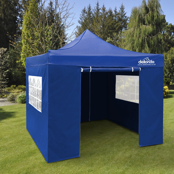 Sealey DG161 Dellonda Premium 2x2m Pop-Up Gazebo & Side Walls, PVC Coated, Water-Resistant Fabric, Supplied with Carry Bag, Rope, Stakes & Weight Bags - Blue