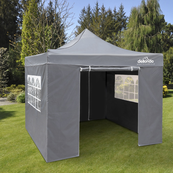 Sealey DG163 Dellonda Premium 2x2m Pop-Up Gazebo & Side Walls, PVC Coated, Water-Resistant Fabric, Supplied with Carry Bag, Rope, Stakes & Weight Bags - Grey