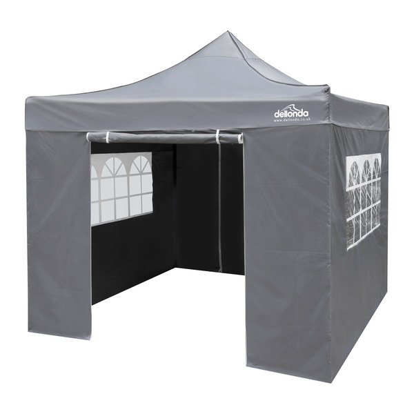 Sealey DG163 Dellonda Premium 2x2m Pop-Up Gazebo & Side Walls, PVC Coated, Water-Resistant Fabric, Supplied with Carry Bag, Rope, Stakes & Weight Bags - Grey