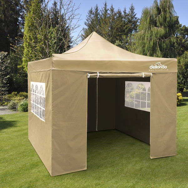 Sealey DG164 Dellonda Premium 3x3m Pop-Up Gazebo & Side Walls, PVC Coated, Water-Resistant Fabric with Carry Bag, Rope, Stakes & Weight Bags - Beige