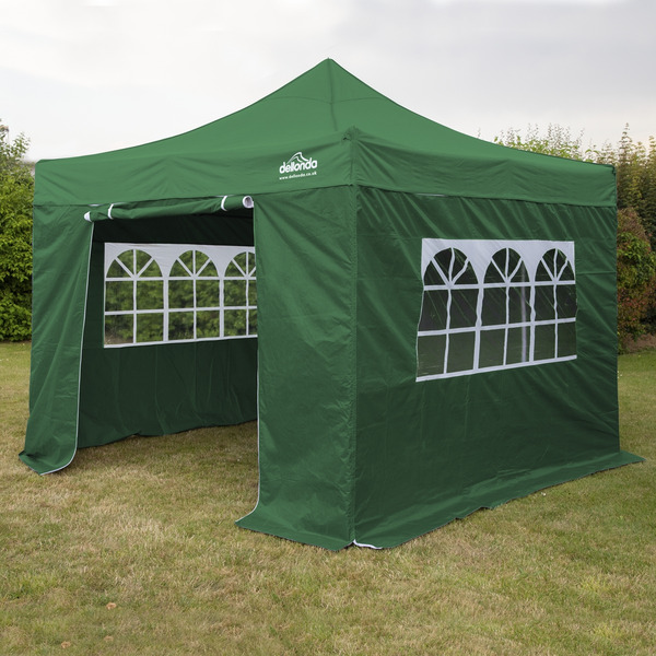 Sealey DG166 Dellonda Premium 3x3m Pop-Up Gazebo & Side Walls, PVC Coated, Water-Resistant Fabric with Carry Bag, Rope, Stakes & Weight Bags - Green