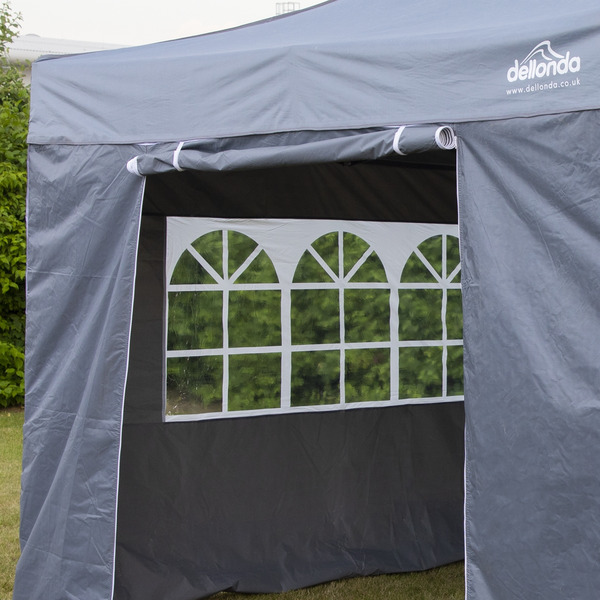 Sealey DG167 Dellonda Premium 3x3m Pop-Up Gazebo & Side Walls, PVC Coated, Water-Resistant Fabric with Carry Bag, Rope, Stakes & Weight Bags - Grey