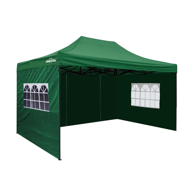 Sealey DG170 Dellonda Premium 3x4.5m Pop-Up Gazebo & Side Walls, PVC Coated, Water-Resistant Fabric with Carry Bag, Rope, Stakes & Weight Bags - Green