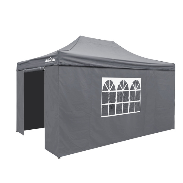 Sealey DG171 Dellonda Premium 3x4.5m Pop-Up Gazebo & Side Walls, PVC Coated, Water-Resistant Fabric with Carry Bag, Rope, Stakes & Weight Bags - Grey