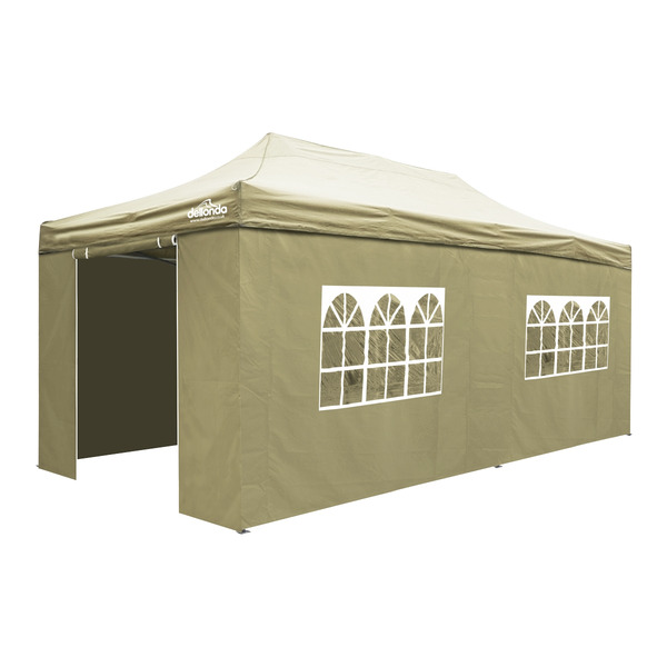 Sealey DG172 Dellonda Premium 3x6m Pop-Up Gazebo & Side Walls, PVC Coated, Water-Resistant Fabric with Carry Bag, Rope, Stakes & Weight Bags - Beige