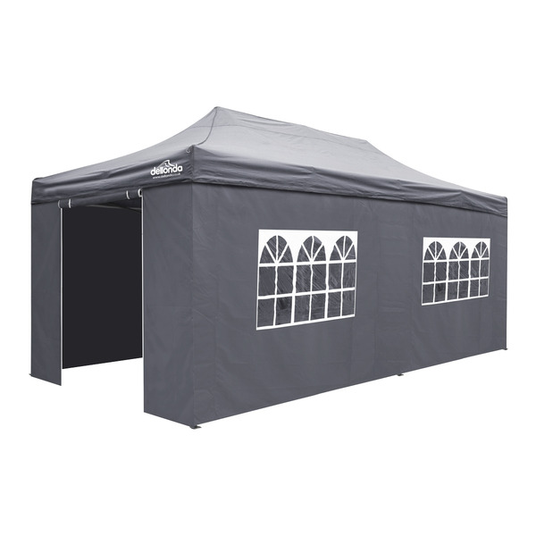 Sealey DG175 Dellonda Premium 3x6m Pop-Up Gazebo & Side Walls, PVC Coated, Water-Resistant Fabric with Carry Bag, Rope, Stakes & Weight Bags - Grey