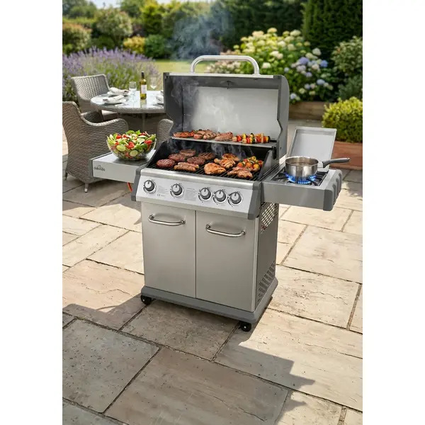 Sealey DG17 Dellonda 4+1 Burner Deluxe Gas BBQ Grill with Piezo Ignition & Thermometer - Stainless Steel