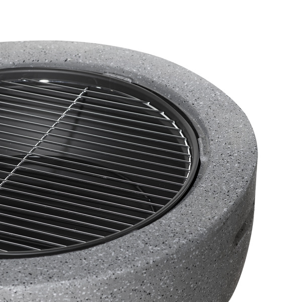Sealey DG189 Dellonda Round MgO Fire Pit with BBQ Grill & Safety Mesh Screen 60cm - Dark Grey