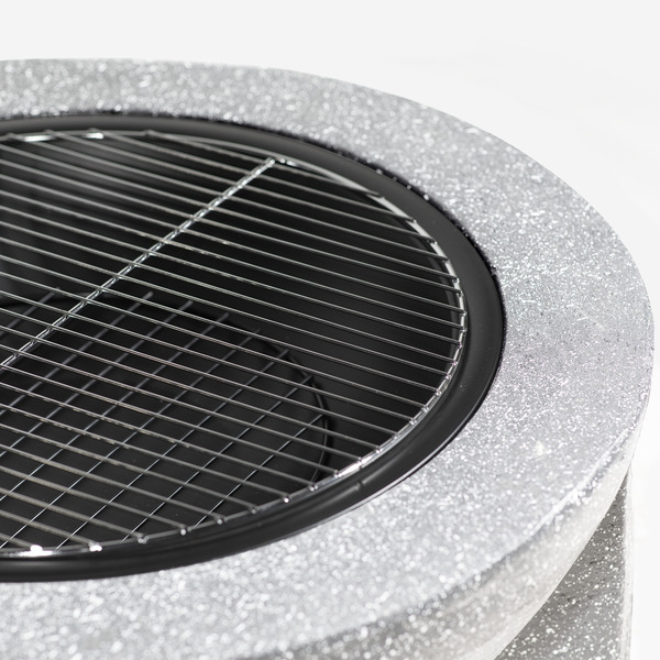Sealey DG190 Dellonda Round MgO Fire Pit with BBQ Grill & Safety Mesh Screen 75cm - Light Grey