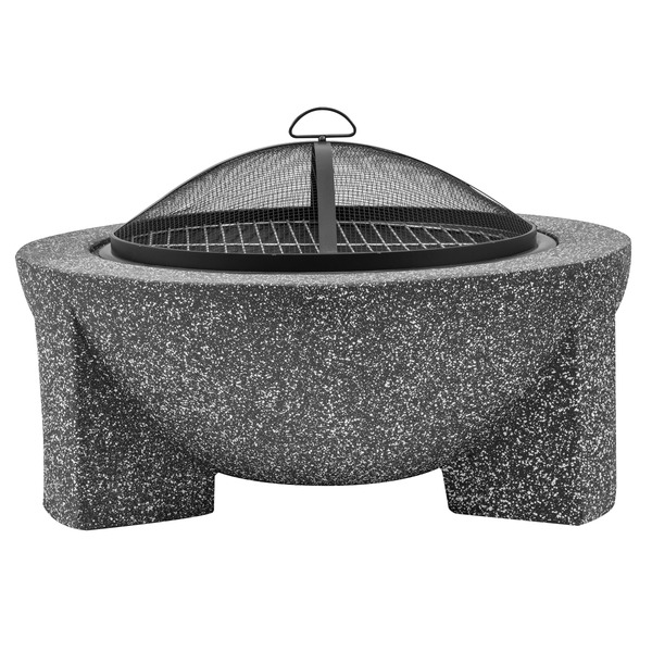Sealey DG191 Dellonda Round MgO Fire Pit with BBQ Grill & Safety Mesh Screen 75cm - Dark Grey