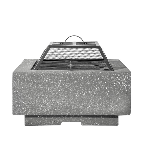 Sealey DG193 Dellonda Square MgO Fire Pit with BBQ Grill, Safety Mesh Screen - Dark Grey