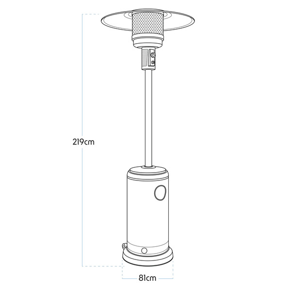 Sealey DG2 Dellonda Outdoor Garden Gas Patio Heater 13kW Commercial & Domestic Use, Stainless Steel